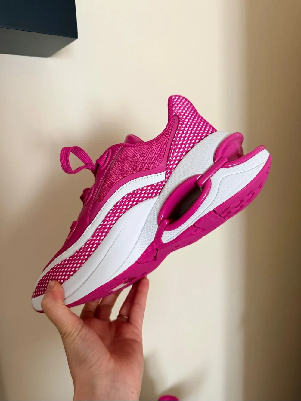 Michael Kors Girls' Bright Fuchsia Sneakers with White Accents